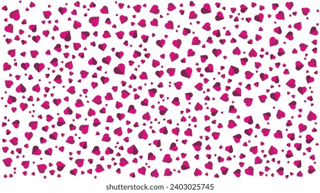 Purple hearts dust flying on transparent background. Heart splash confetti.