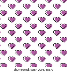 Purple hearts seamless pattern. Vector illustration