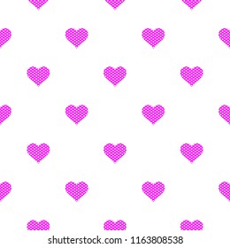 Purple hearts sign pattern seamless on white background vector.