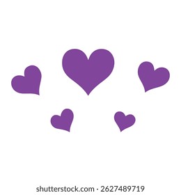 Purple Hearts Symbol Love Abstract Icon on White Background.