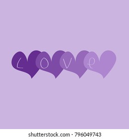 Purple hearts. Valentine's day. Love