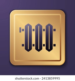 Purple Heating radiator icon isolated on purple background. Gold square button. Vector