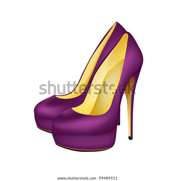 Purple Heeled Shoes Isolated On White 