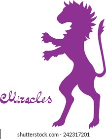 purple heraldic lion Isolated on white background