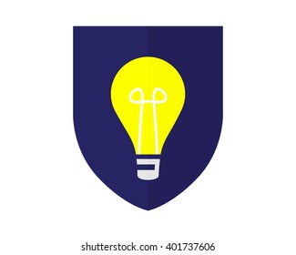 purple heraldic shield lamp light bulb idea image icon