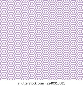 Purple hex honeycomb pattern on white background. Colorful seamless interlocking hexagon pattern on white backdrop.