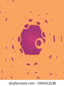Purple hexagon shape on brown background and water particle effect