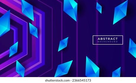 Purple hexagonal background, Abstract Background, 3d Diamonds Background Premium Vector