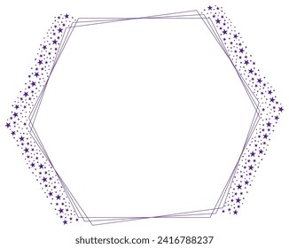 Purple Hexagonal or hexagon Frame with Purple Sparkling Star clipart icon Vector 12