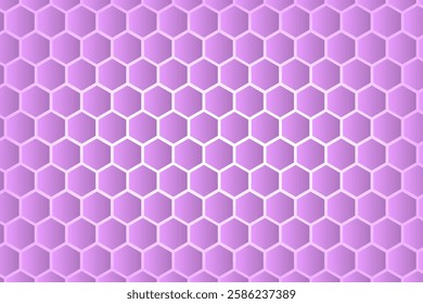Purple hexagonal technology vector abstract background. White bright energy under hexagon in modern technology futuristic background vector illustration. Purple honeycomb texture grid.