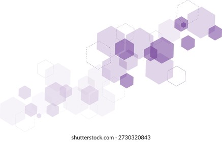 Hexágonos roxos padrão fundo abstrato.