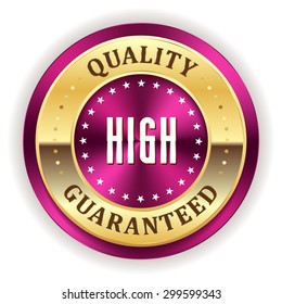 Purple High Quality Badge With Gold Border On White Background