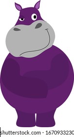 Purple hippo, illustration, vector on white background.