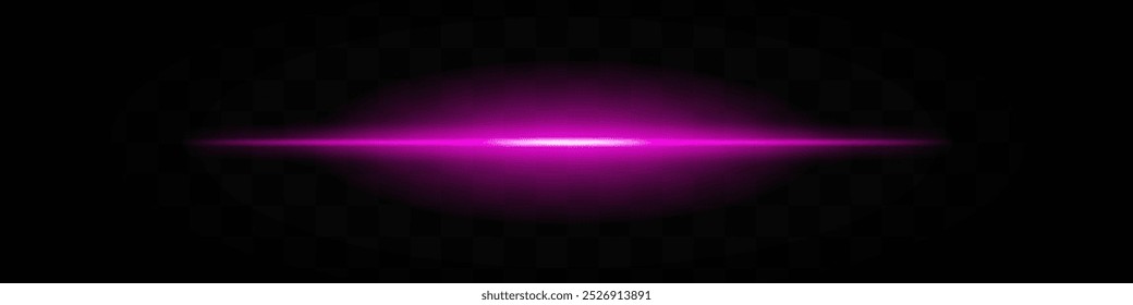 Feixe de luz horizontal roxo isolado no fundo transparente. Efeito de brilho intenso com gradiente suave e bordas suaves. Ideal para designs futuristas, gráficos digitais e temas de ficção científica.