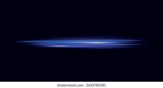 Purple horizontal rays, lens, lines, laser beams. Laser beams, horizontal light rays isolated on transparent background. Glowing streaks motion, light rays with sparks. Vector illustration, eps 10