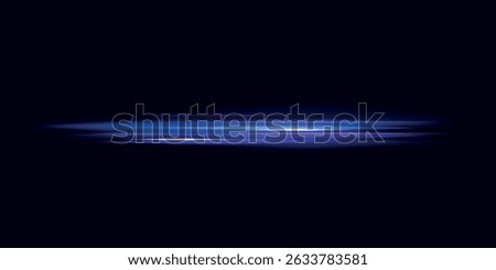 Purple horizontal rays, lens, lines, laser beams. Laser beams, horizontal light rays isolated on transparent background. Glowing streaks motion, light rays with sparks. Vector illustration, eps 10