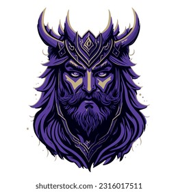 purple horned viking man vector image illustration