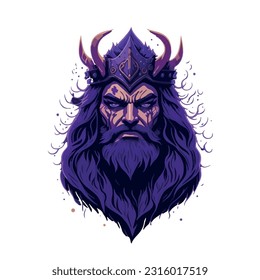 purple horned viking man vector image illustration