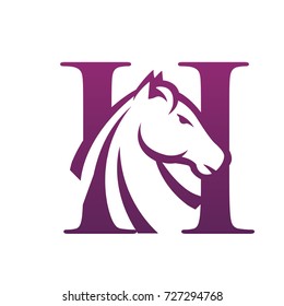 Purple Horse Initial H Isolated Vector Logo
