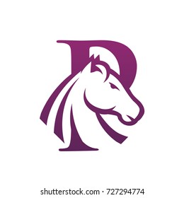 Purple Horse Initial P Isolated Vector Logo