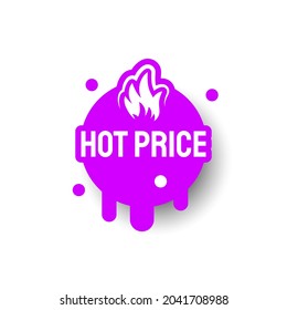 Purple Hot Price Icon Label Sign Brand Tag Banner Ribbon Isolated Background Vector Design Style Illustration