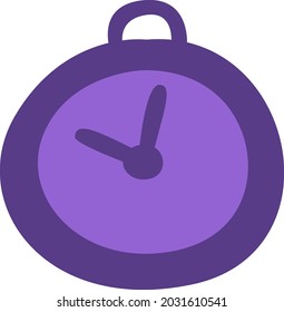 Purple hotel clock, illustration, vector, on a white background.