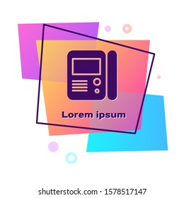 Purple House intercom system icon isolated on white background. Color rectangle button. Vector Illustration
