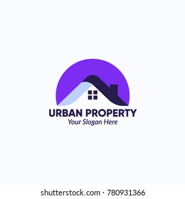 purple house logo design for real estate/property industry