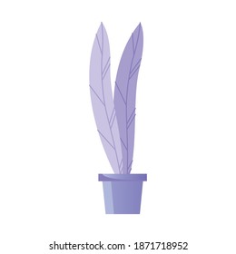 purple house plant in purple ceramic pot icon vector illustration design