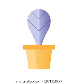 purple house plant in yellow ceramic pot icon vector illustration design