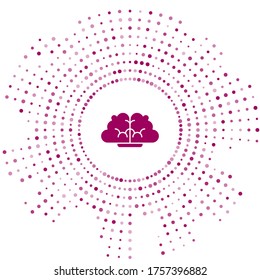 Purple Human brain icon isolated on white background. Abstract circle random dots. Vector Illustration