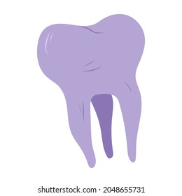 Purple human tooth.Vector hand drawn