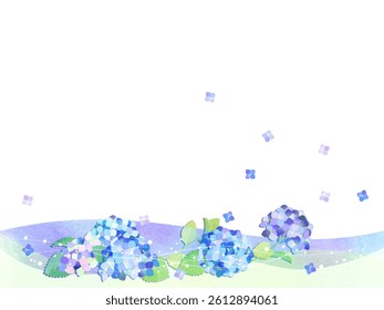 Purple hydrangea flower frame illustration