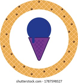 purple ice cream or ice cream cone icon. white background with yellow texture
