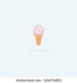 Purple Ice cream or Popsicle or frozen ice. Summer dessert. Minimalistic Icon. Colored vector logo. Cartoon style, simple flat design. Trendy illustration. Icon is isolated on a blue background