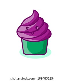 purple ice cream vector illustration in simple flat style.