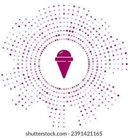 Purple Ice cream in waffle cone icon isolated on white background. Sweet symbol. Abstract circle random dots. Vector