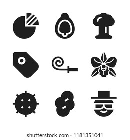purple icon. 9 purple vector icons set. party blower, fig and orchid icons for web and design about purple theme
