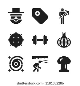purple icon. 9 purple vector icons set. lychee, label and dumbbell icons for web and design about purple theme
