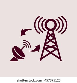 Purple Icon of Antenna & Network Tower. Eps-10.