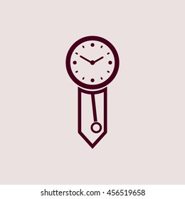 Purple Icon of Antique Wall Clock. Eps-10.