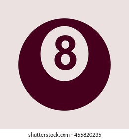 Purple Icon of Billiards 8 Ball. Eps-10.