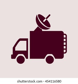 Purple Icon of Broadcasting Van. Eps-10.
