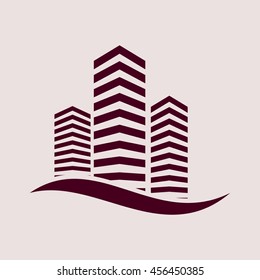 Purple Icon of Building. Eps-10.