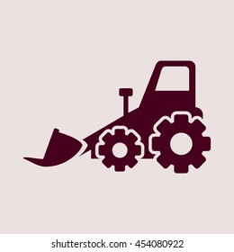 Purple Icon of Bulldozer. Eps-10.