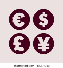 Purple Icon of Currency Signs. Eps-10.
