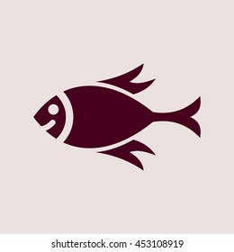 Purple Icon of Fish. Eps-10.