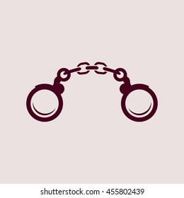 Purple Icon of Handcuffs. Eps-10.