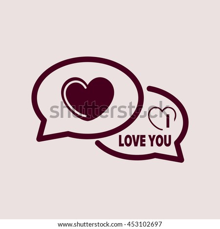 Purple Icon of I Love you Comments. Eps-10.