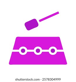 Purple icon of a mallet hitting a musical instrument